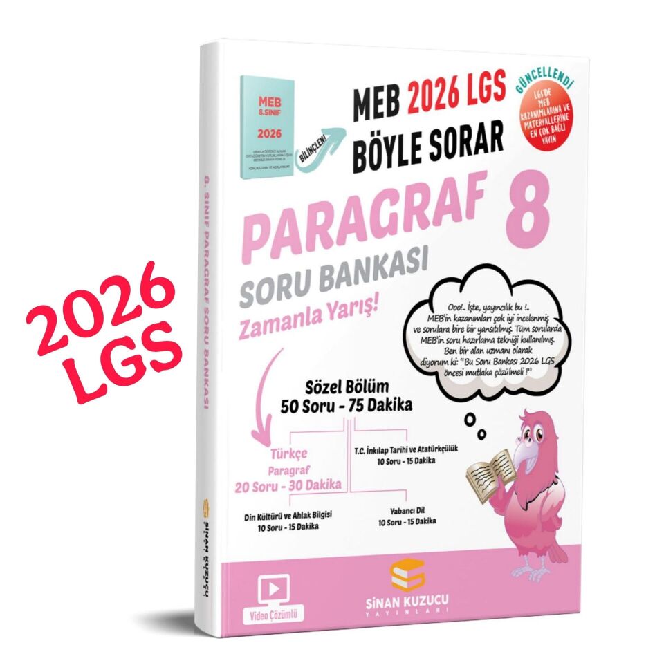 Sinan Kuzucu Yayınları 8. Sınıf 2026 Lgs Meb Böyle Sorar PARAGRAF Soru Bankası Video Çözümlü